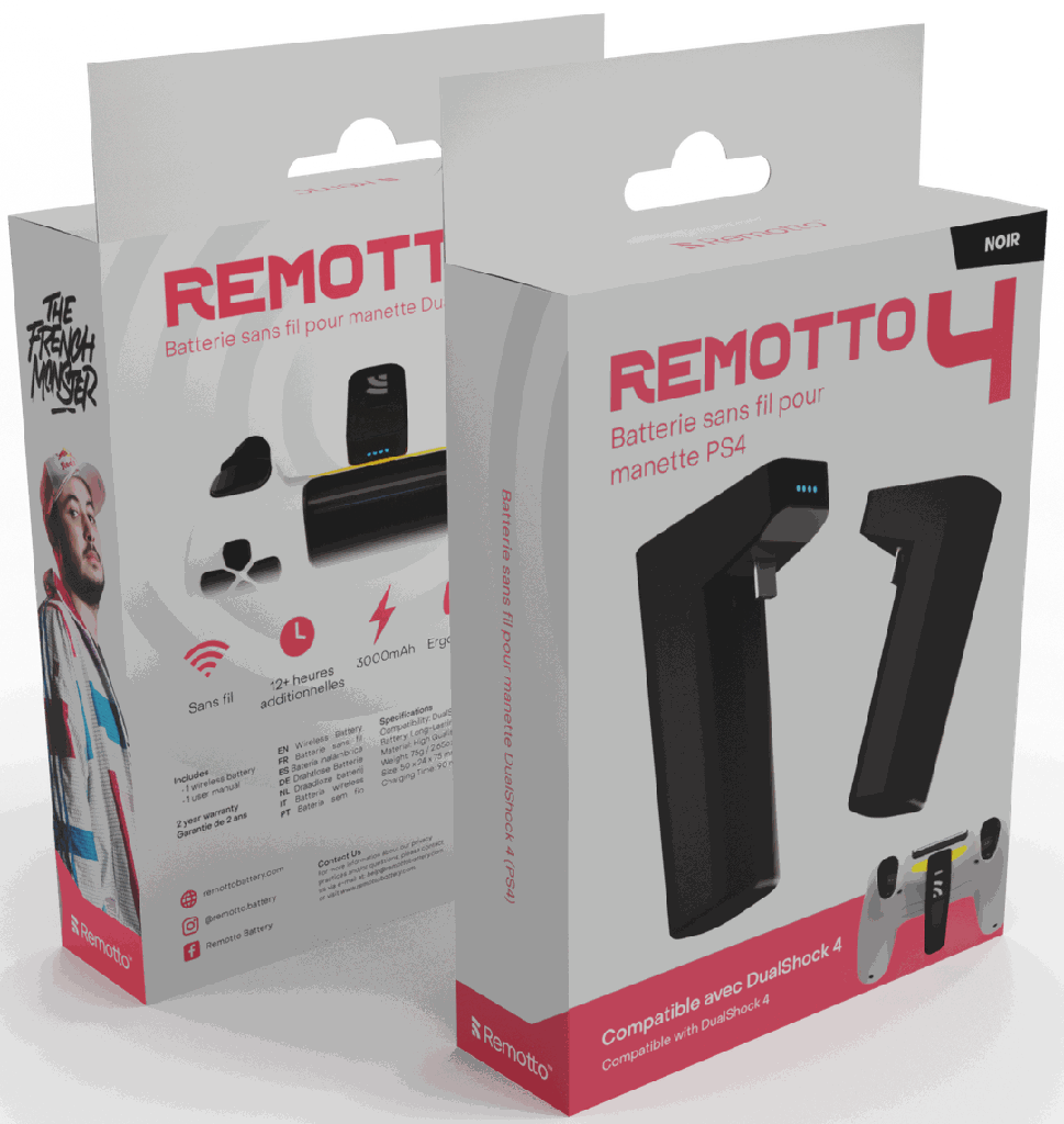 Remotto - Batterie externe pour manette PS4