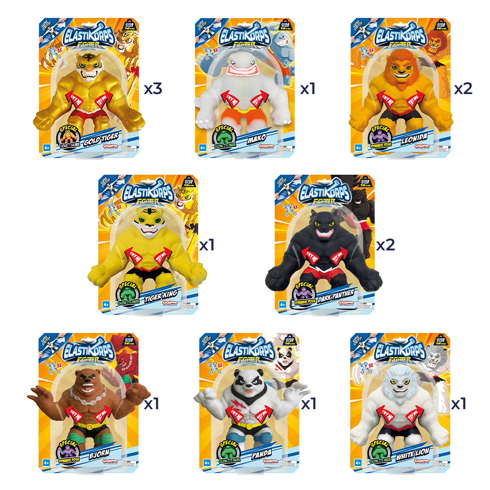 Elastikorps Fighters 16 cm - Assortiment de 12 pièces