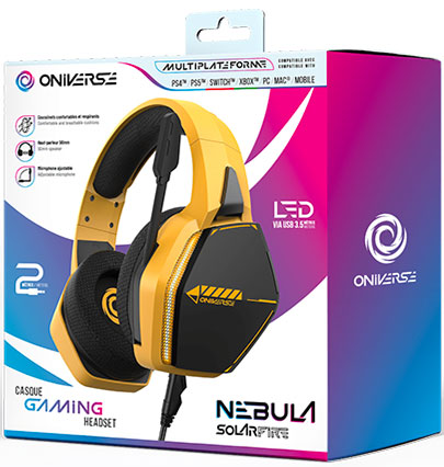 ONIVERSE - Auriculares Gaming Nebula - SolarFire Yellow (Multiplataforma)