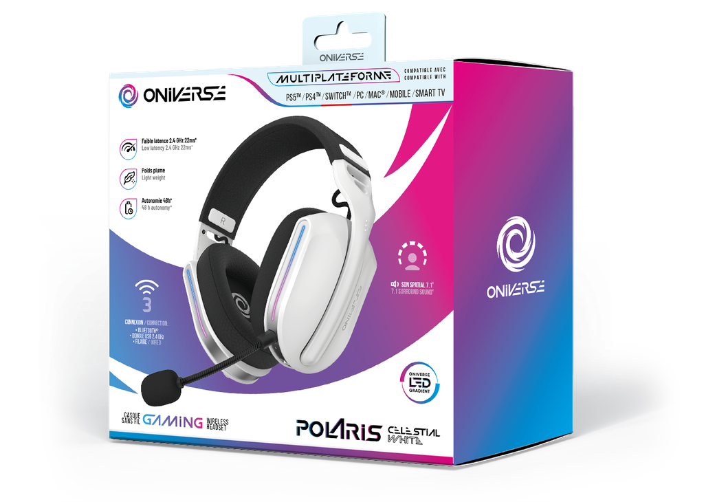 ONIVERSE - Casque Gaming sans fil Polaris - Celestial White (Multiplateforme)