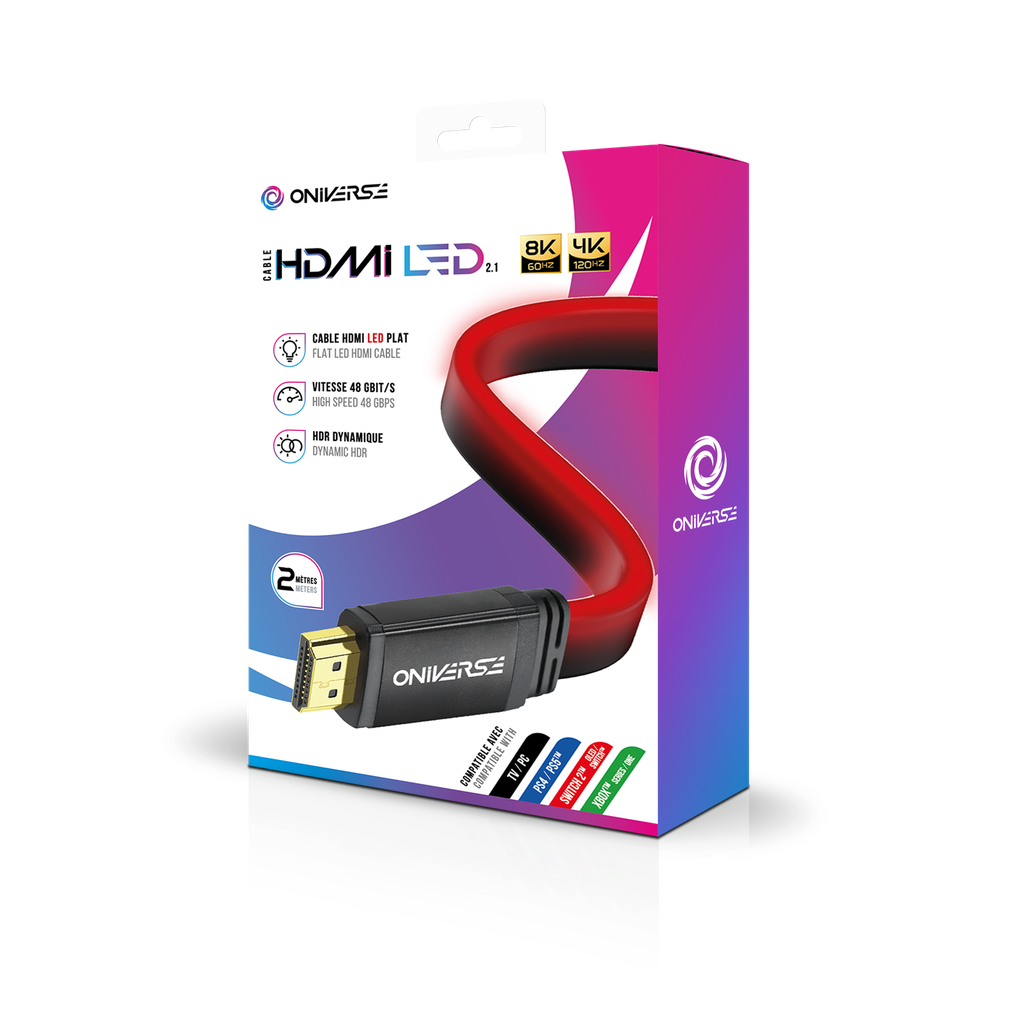 ONIVERSE - HDMI LED Cable 8K - Red (Multiplatform)