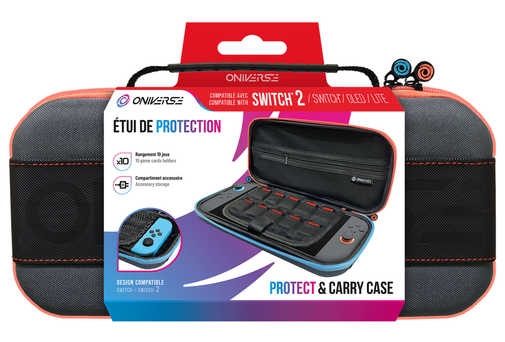 ONIVERSE - Étui de protection et transport - Zipper Orange/Bleu (Switch 2 / Switch / OLED)