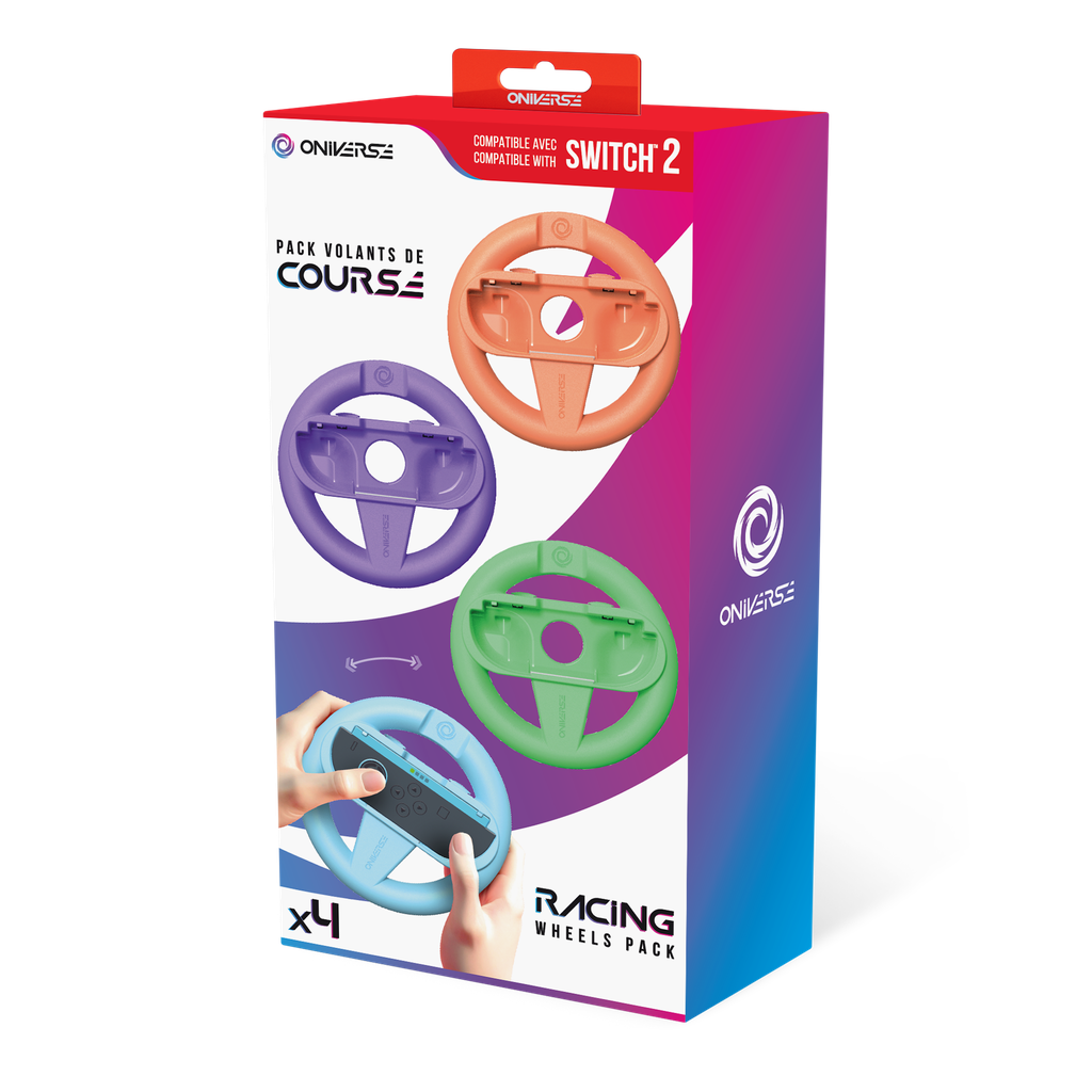 ONIVERSE - Pack of 4 Racing wheel controller holders - Orange/Blue/Purple/Green (SWITCH 2) 