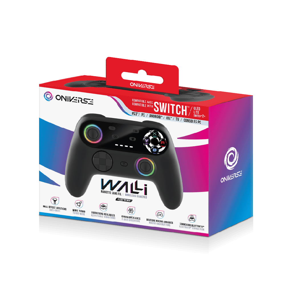 ONIVERSE - Wireless Bluetooth controller Walli - Piano Black (Nintendo Switch / PC / Mobile)