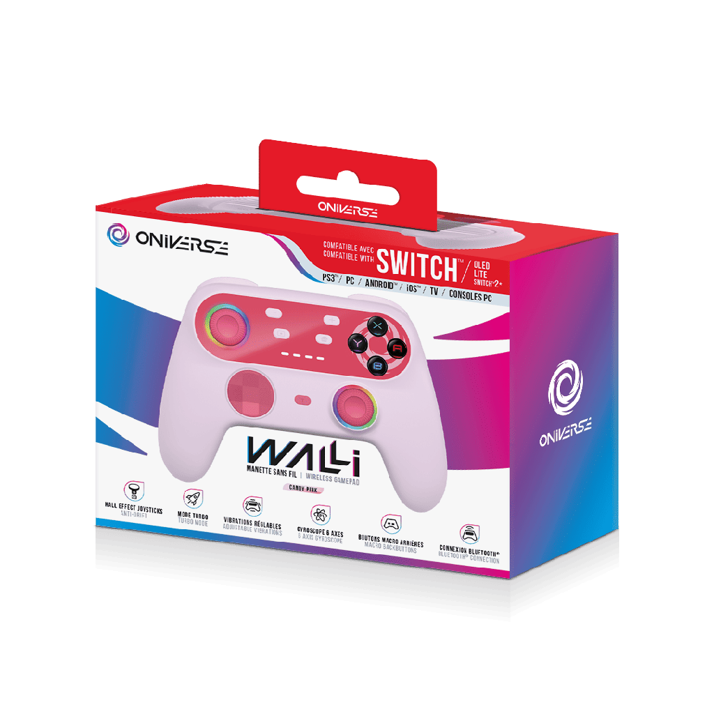 ONIVERSE - Wireless Bluetooth controller Walli - Candy Pink (Nintendo Switch / PC / Mobile)