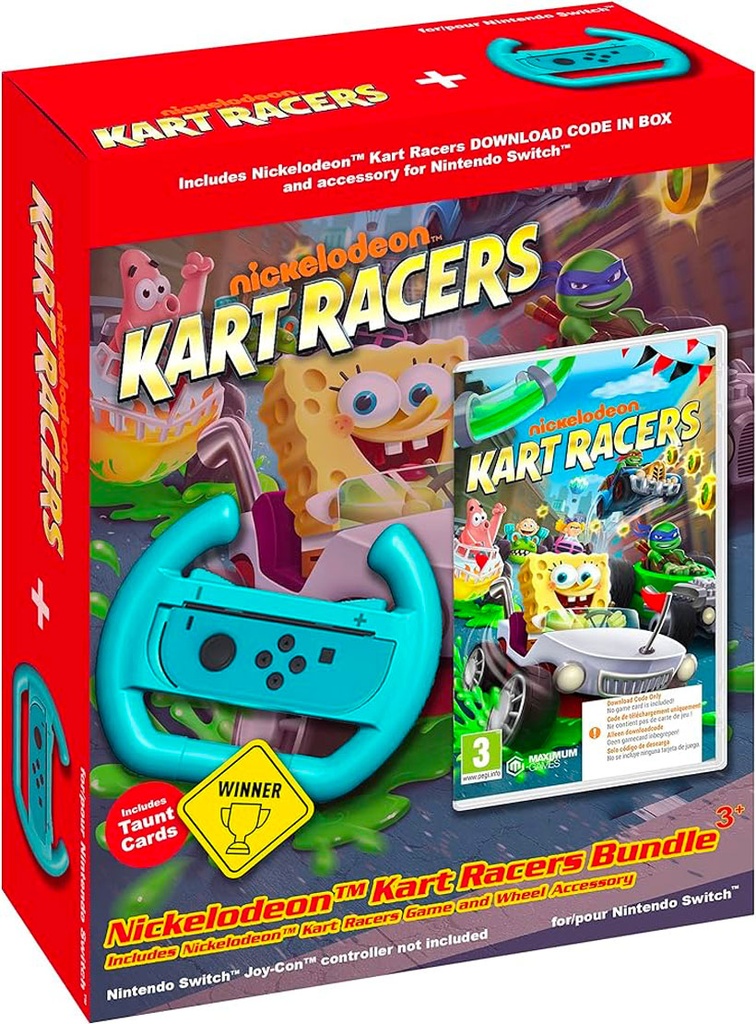 Nickelodeon Kart Racers - Bundle Game Download Code + Racing Wheel Accessory (SWITCH)