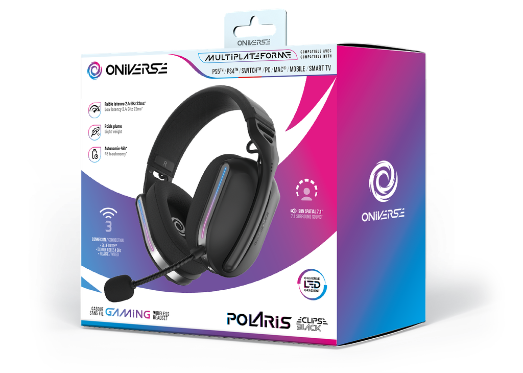 ONIVERSE - Casque Gaming sans fil  Polaris - Eclipse Black (Multiplateforme)