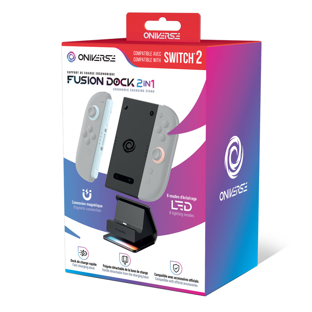 ONIVERSE - Fusion Dock - Support de charge 2 Joycons + Controller Grip (Switch 2)