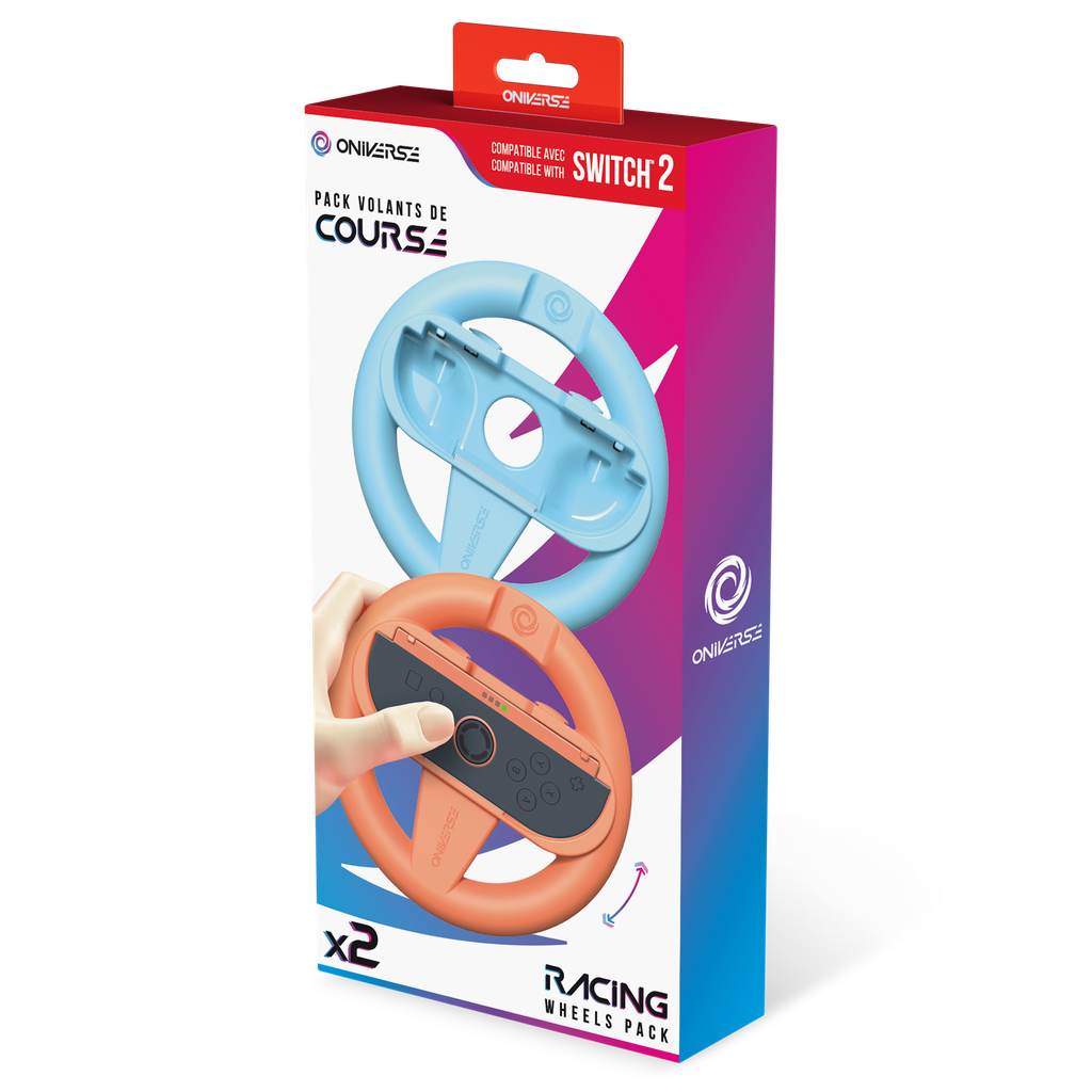 ONIVERSE - Pack de 2 supports manette volants de course - Orange/Bleu (SWITCH 2) 